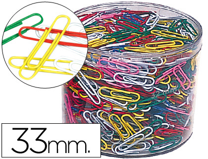 1.000 clips nº2 33mm. colores surtidos